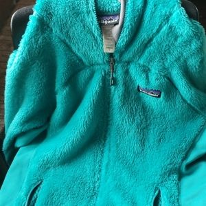 Turquoise zip up patagonia hoodie sweatshirt